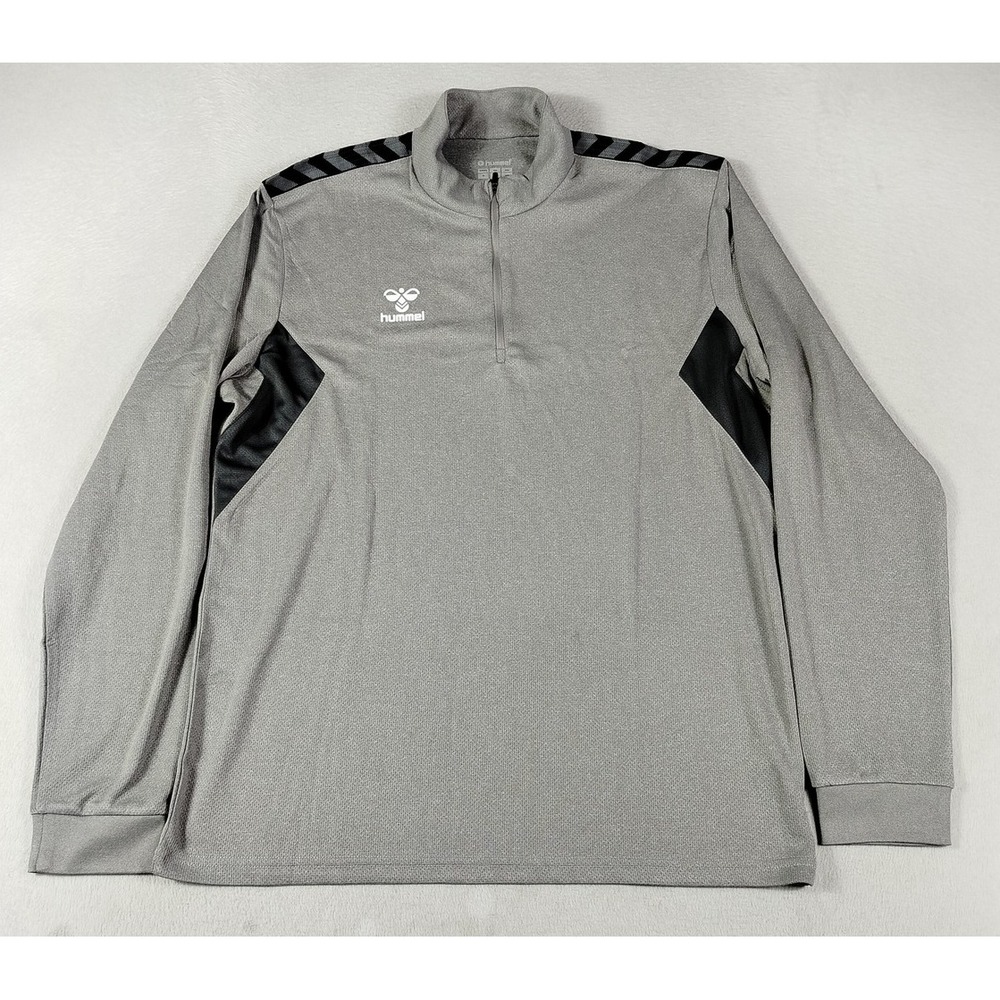 Hummel Pullover Mens Large Gray 1/4 Zip Long Sleeve Soccer Training Top